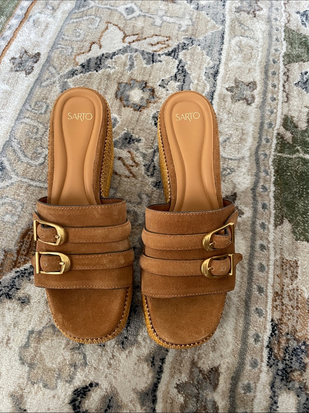 Sarto by Franco Sarto Tan Suede Espadrille Wedge Slide - Picture 2 of 7